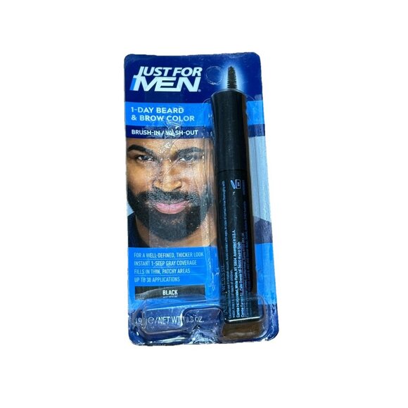 Just for Men 1-Day Beard & Brow Color, Temporary Dye for Beard and Eyebrow Black - Picture 2 of 4
